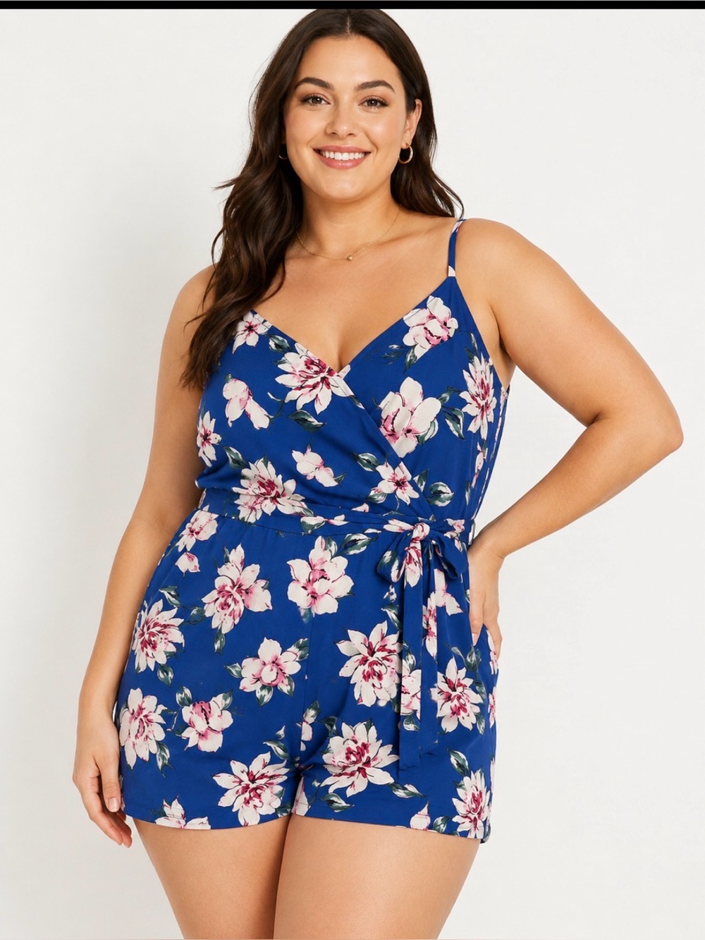 Candie's Blue Floral Wrap Romper Size XXL